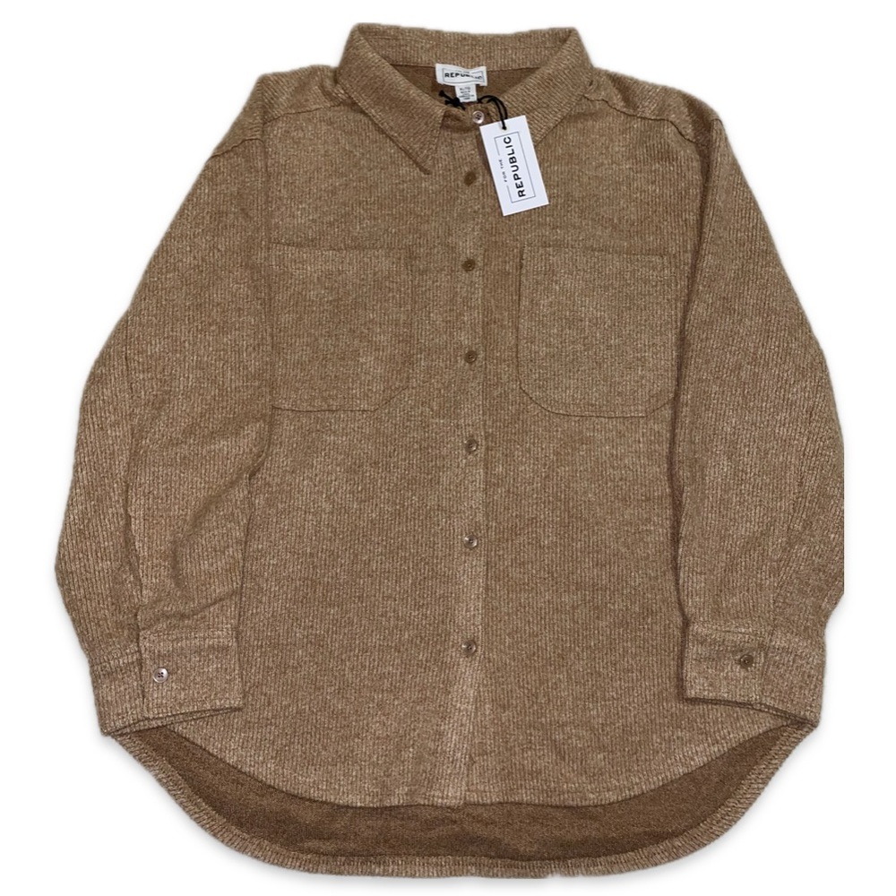 For the Republic Camel Brown Shacket Size XL
